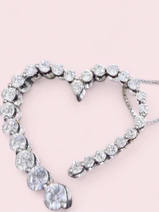 Jewelry - Diamonds International 14K White Gold .75 CTW Diamond Heart Necklace